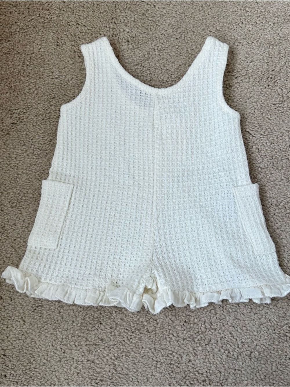 Zara Kids Girls' Waffle Knit Romper with Ruffle Trim- NWT